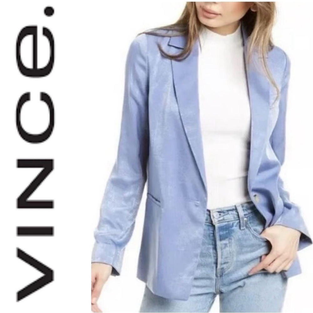 Vince Women's Drapey Boyfriend Blazer Graphite Blue- Size 00 $440